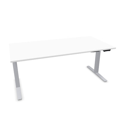 TALO.YOU Sitz-Steh-Schreibtisch mit Gaslift 1800x900mm Tischplatte Weiss - Gestell Silbergrau - 6039600