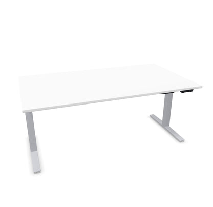 TALO.YOU Sitz-Steh-Schreibtisch mit Gaslift 1800x1000mm Tischplatte Weiss - Gestell Silbergrau - 6039624