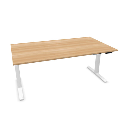 TALO.YOU Sitz-Steh-Schreibtisch mit Gaslift 1800x1000mm Tischplatte Buchendekor - Gestell Weiss - 6039640