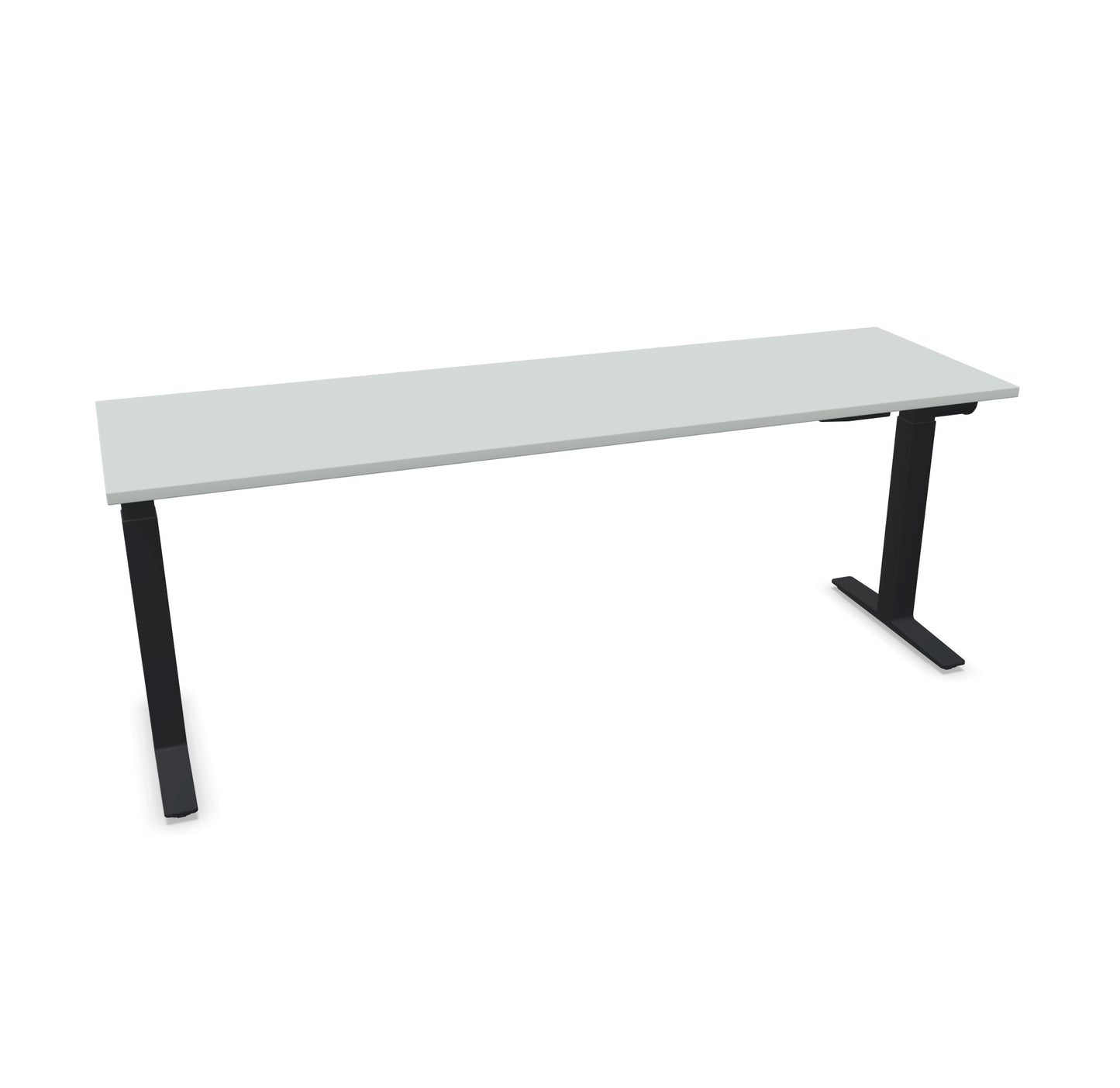 TALO.YOU Sitz-Steh-Schreibtisch mit Gaslift 2000x600mm Tischplatte Lichtgrau - Gestell Schwarz - 6039643