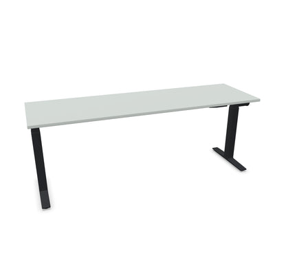 TALO.YOU Sitz-Steh-Schreibtisch mit Gaslift 2000x600mm Tischplatte Lichtgrau - Gestell Schwarz - 6039643