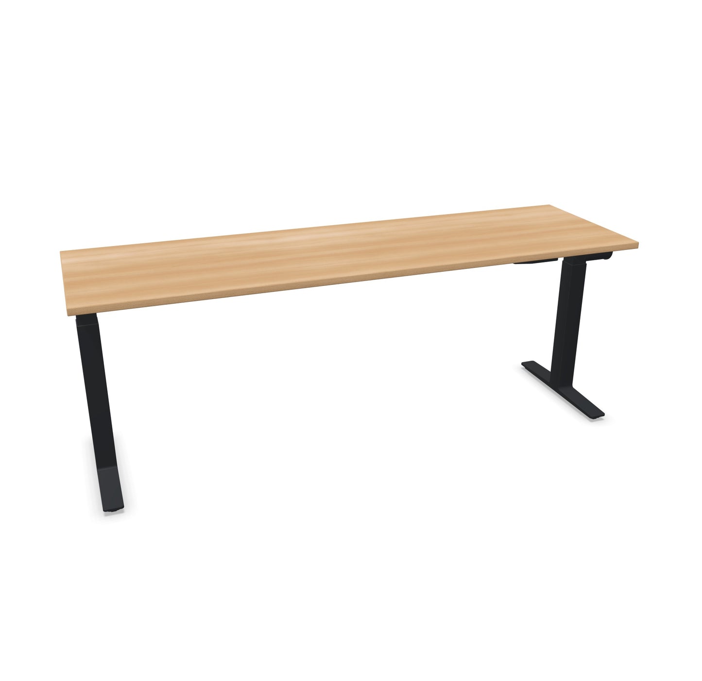 TALO.YOU Sitz-Steh-Schreibtisch mit Gaslift 2000x600mm Tischplatte Buchendekor - Gestell Schwarz - 6039646