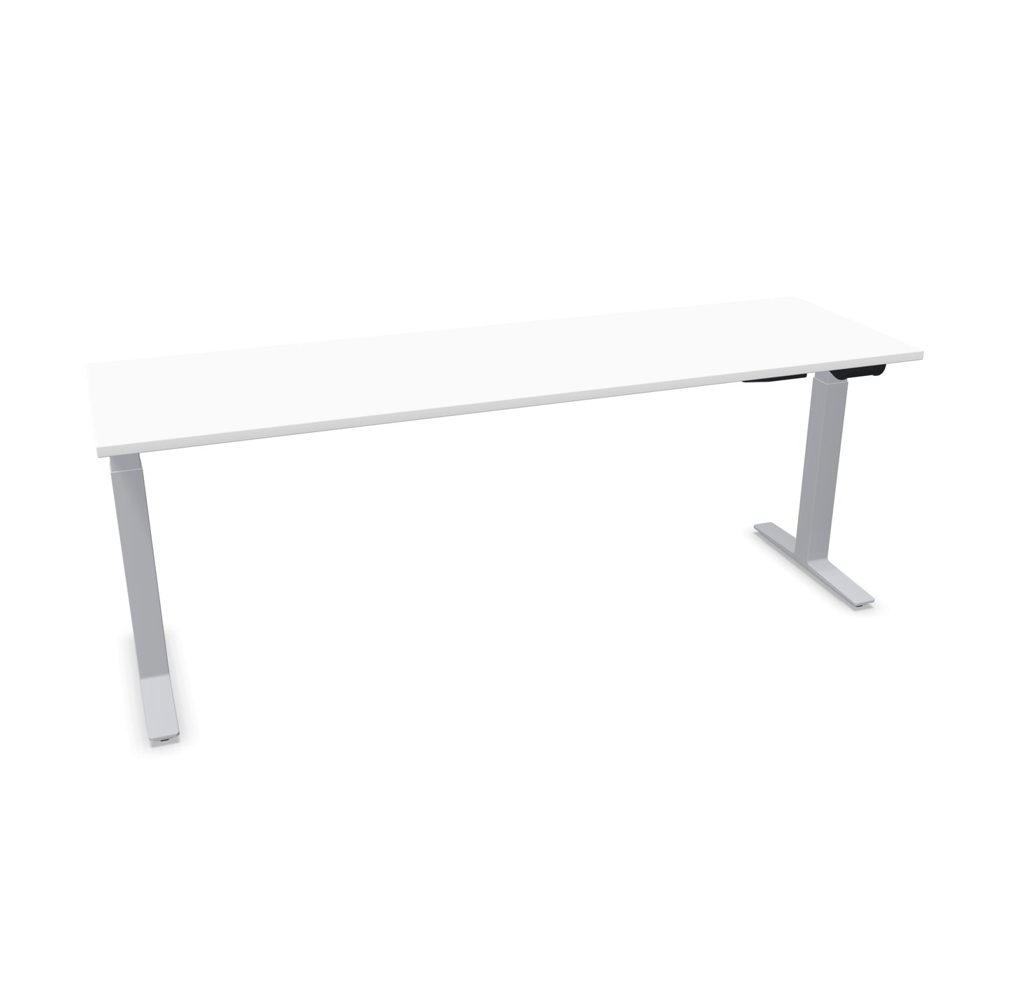 TALO.YOU Sitz-Steh-Schreibtisch mit Gaslift 2000x600mm Tischplatte Weiss - Gestell Silbergrau - 6039648