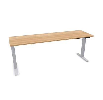 TALO.YOU Sitz-Steh-Schreibtisch mit Gaslift 2000x600mm Tischplatte Buchendekor - Gestell Silbergrau - 6039652