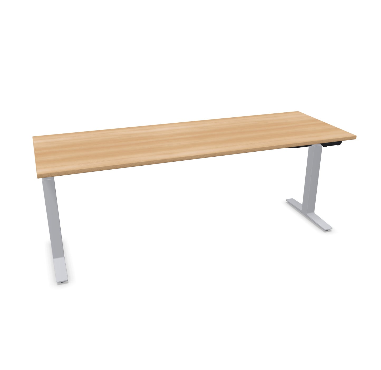 TALO.YOU Sitz-Steh-Schreibtisch mit Gaslift 2000x700mm Tischplatte Buchendekor - Gestell Silbergrau - 6039676