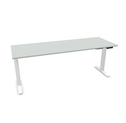 TALO.YOU Sitz-Steh-Schreibtisch mit Gaslift 2000x700mm Tischplatte Lichtgrau - Gestell Weiss - 6039685