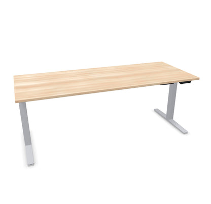 TALO.YOU Sitz-Steh-Schreibtisch mit Gaslift 2000x800mm Tischplatte Akaziendekor - Gestell Silbergrau - 6039699