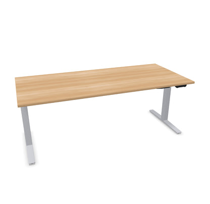 TALO.YOU Sitz-Steh-Schreibtisch mit Gaslift 2000x900mm Tischplatte Buchendekor - Gestell Silbergrau - 6039724