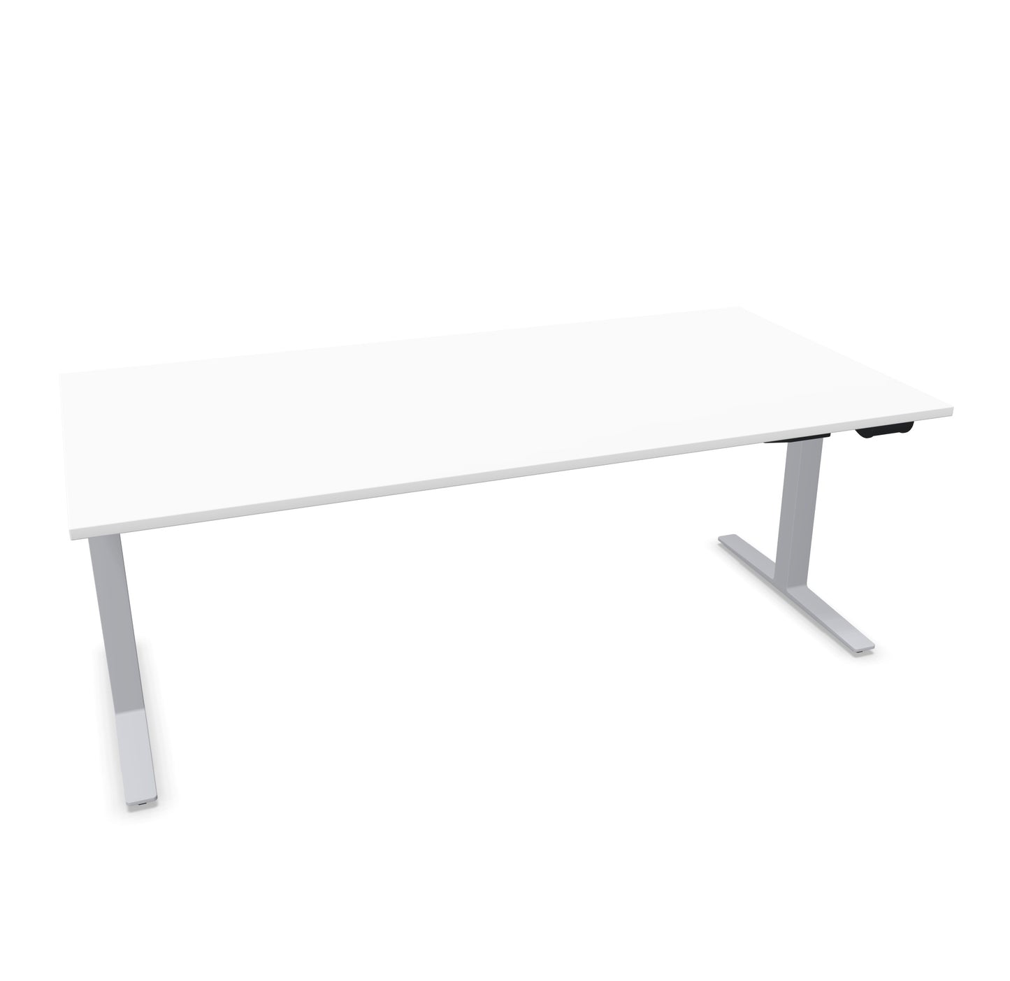 TALO.YOU Sitz-Steh-Schreibtisch mit Gaslift 2000x1000mm Tischplatte Weiss - Gestell Silbergrau - 6039744