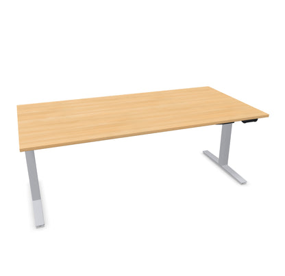 TALO.YOU Sitz-Steh-Schreibtisch mit Gaslift 2000x1000mm Tischplatte Eichendekor - Gestell Silbergrau - 6039749