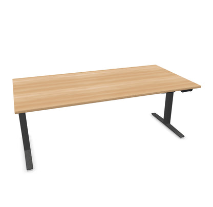 TALO.YOU Sitz-Steh-Schreibtisch mit Gaslift 2000x1000mm Tischplatte Buchendekor - Gestell Schwarz - 6039754