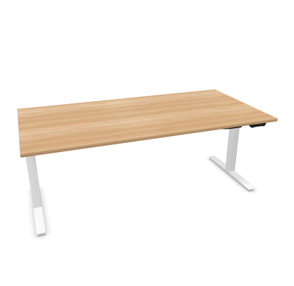 TALO.YOU Sitz-Steh-Schreibtisch mit Gaslift 2000x1000mm Tischplatte Buchendekor - Gestell Weiss - 6039760