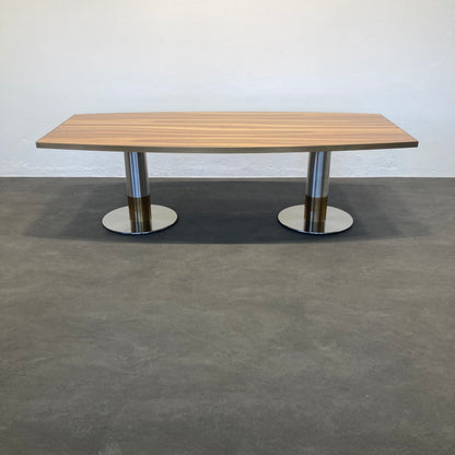 Wilkhahn Exclusiv Sitzungstisch 2500x1150mm mit Metallkante aus Spanplatte in Nussbaumfurnier - 6039852