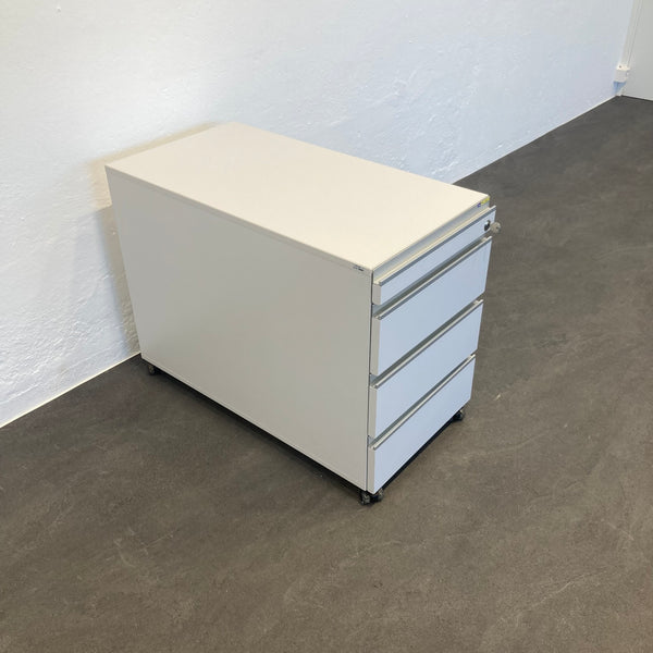 Denz D3 Roll-Korpus mit 4 Schubladen Weiss - 602mm hoch - mit Schlüssel