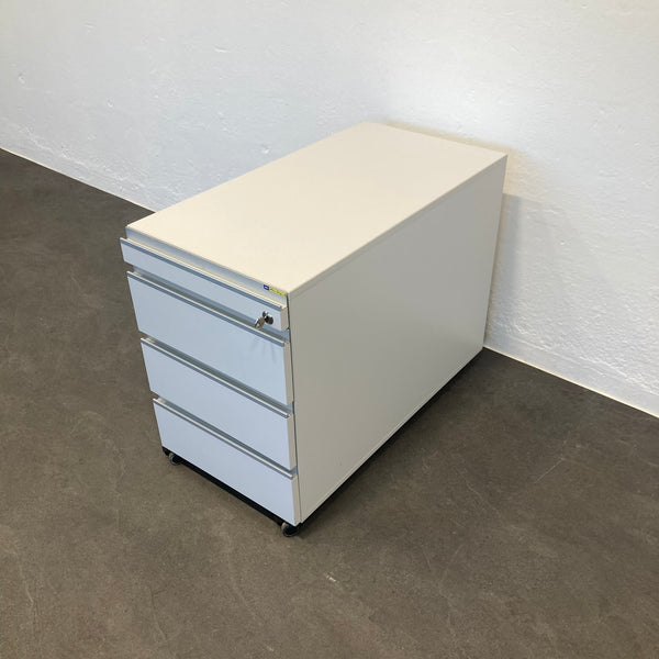 Denz D3 Roll-Korpus mit 4 Schubladen Weiss - 602mm hoch - mit Schlüssel