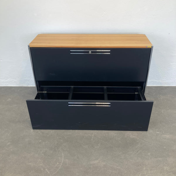 Ergodata step modul 2er-HR-Schrank 1200mm - Schwarz/Nussbaum - ohne Schlüssel