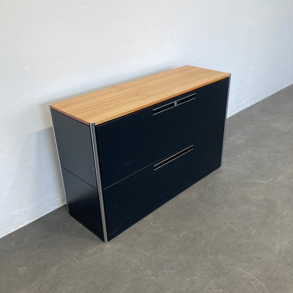 Ergodata step modul 2er-HR-Schrank 1200mm - Schwarz/Nussbaum - ohne Schlüssel