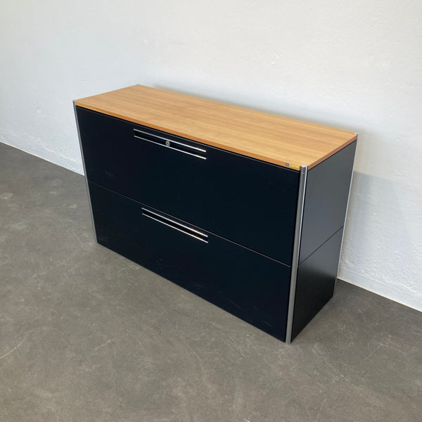 Ergodata step modul 2er-HR-Schrank 1200mm - Schwarz/Nussbaum - ohne Schlüssel