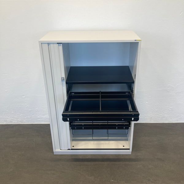 Steelcase Share It Lateralschrank Lichtgrau Hell-Silbergrau mit 2 HR-Auszügen mit Schlüssel
