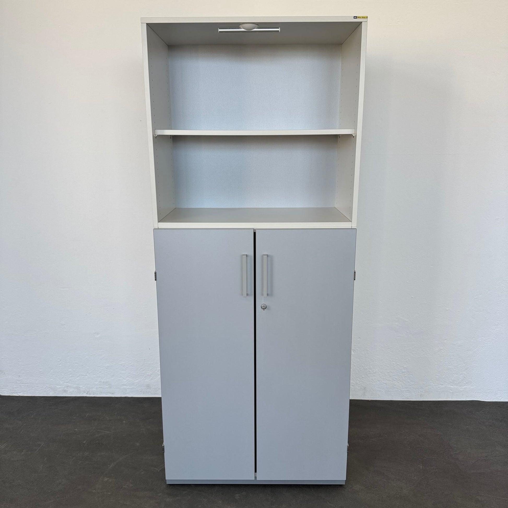 Steelcase Share It Kombi-Aktenschrank aus Spanplatte Weiss und Silbergau