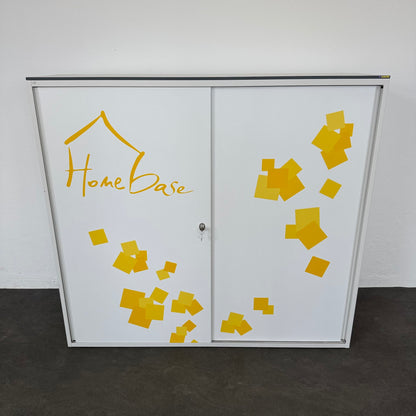 Lista Storage Schiebetür-Aktenschrank Metall Weiss mit gelben Klebern - 6040328