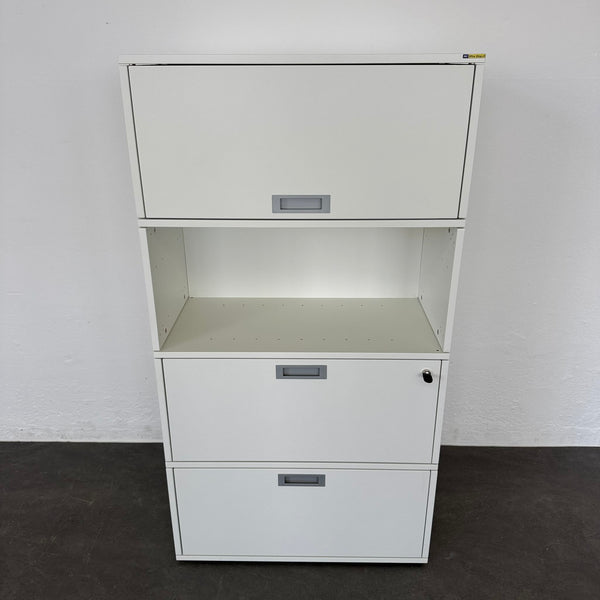 Zurbuchen Tamos Kombischrank - 4 Module - Weiss - 1 x Klappe - 1 x Regal - 2 x HR - mit Schlüssel