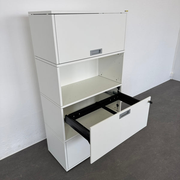 Zurbuchen Tamos Kombischrank - 4 Module - Weiss - 1 x Klappe - 1 x Regal - 2 x HR - mit Schlüssel