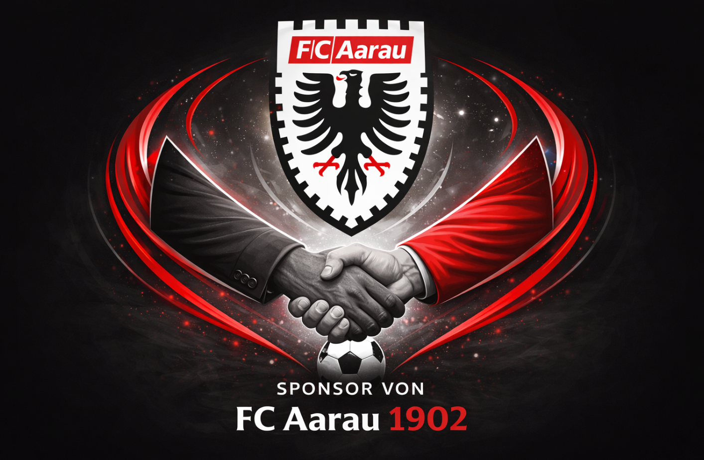 FC Aarau 1902 Premium Sponsor Logo mit Aargauer Wappen und Handshake - Fussball Partnerschaft Aargau Schweiz