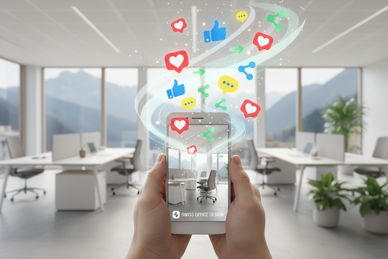 Person liked begeistert Social Media Post von MC Office Shop - Community Support durch Likes und Shares Schweiz