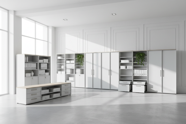 Moderne Büroschränke und Regale für stilvollen Stauraum im Büro