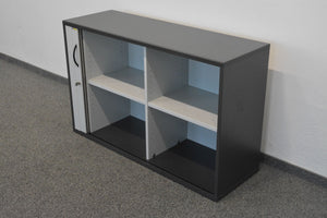 Elan Euroffice Lateralschrank für 2 Ordner-Reihen mit Schlüssel - 1200mm breit - Spanplatte Anthrazit