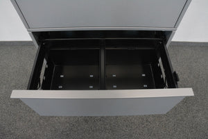 Zurbuchen Tamos Kombischrank für 2 Ordner-Reihen + 3 Hängeregister-Auszüge - mit Schlüssel - 800mm breit - MDF Silbergrau