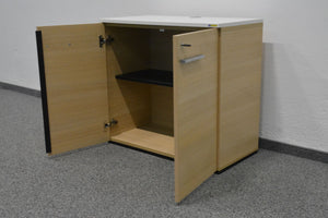 Echo Classic Flügeltür-Aktenschrank für 2 Ordner-Reihen 800mm breit - mit Schlüssel - Spanplatte Eichendekor