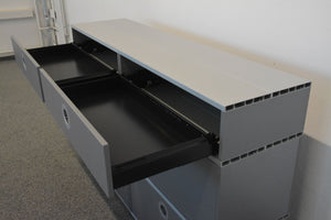 Denz D3 Sideboard mit 4 Auszügen + 2 Schubladen 1600mm breit - ohne Schloss - MDF Anthrazit