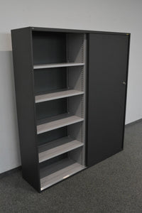 Lista Office Storage Schiebetür-Aktenschrank für 5 Ordner-Reihen 1600mm breit - ohne Schlüssel - Metall - Anthrazit