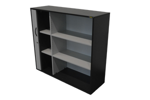 Elan Euroffice Lateralschrank für 3 Ordner-Reihen 1200mm breit - ohne Schlüssel - Holz Anthrazit