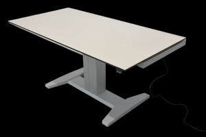 Denz Classic Sitz-Steh Schreibtisch elektrisch höhenverstellbar von 710 -1200mm - 1600x800mm - Vollkern HPL Platte - Kristallweiss