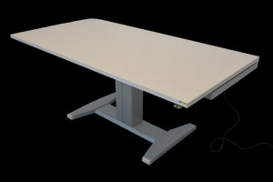 Denz Classic Sitz-Steh Schreibtisch elektrisch höhenverstellbar von 730 -1220mm - 1800x900mm - Vollkern HPL Platte - Kristallweiss