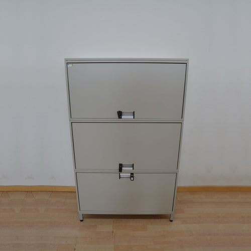 Steelcase Flexbox Modul-Kombination für 2 Ordner-Reihen + 1 Hängeregister-Auszug 800mm breit - Spanplatte Lichtgrau