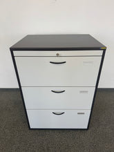 Laden Sie das Bild in den Galerie-Viewer, Elan Euroffice Hängeregisterschrank mit 3 Auszügen mit Schlüssel - 800mm breit - Holz Anthrazit