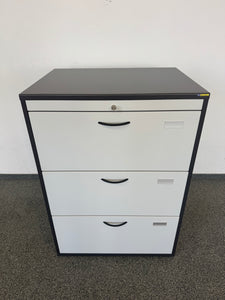 Elan Euroffice Hängeregisterschrank mit 3 Auszügen mit Schlüssel - 800mm breit - Holz Anthrazit