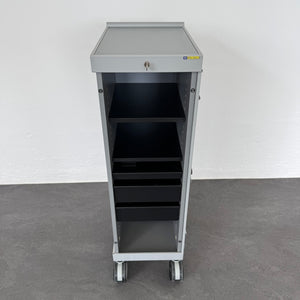 Denz D3 Roll-Caddy mit 2 Schubladen mit Schlüssel - Metall Silbergrau