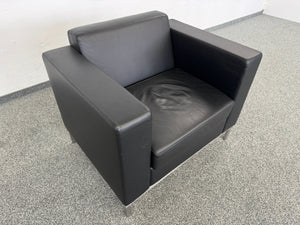 Top Design EleganteforOne Lounge-Sessel - Leder Schwarz