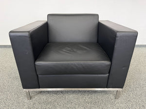 Top Design EleganteforOne Lounge-Sessel - Leder Schwarz