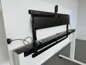 WINI Büromöbel Winea Flow Sitz-Steh Sitzungstisch elektrisch höhenverstellbar von 740 -1390 mm - 1600x800mm - Spanplatte - Weiss/Anthrazit