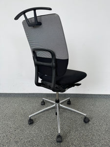 Vitra Oson Chair Bürodrehstuhl ohne Armlehnen - Stoff - Grau gemustert/Schwarz