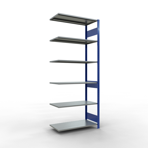 Schulte Lagertechnik Stecksystem Anbauregal MULTIplus85 mit Längenriegel - Metall - RAL 5010 Enzianblau/Verzinkt