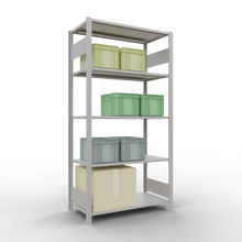 Laden Sie das Bild in den Galerie-Viewer, Schulte Lagertechnik Stecksystem Grundregal MULTIplus85 mit Längenriegel - Metall - RAL 7035 Lichtgrau