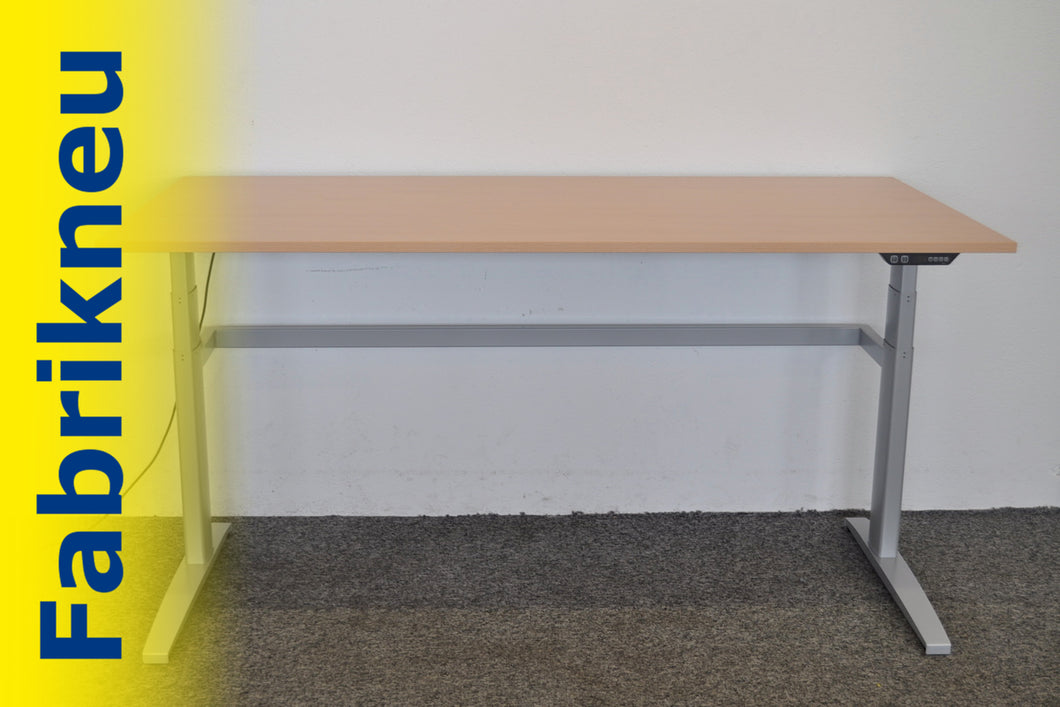 MC OFFICE SHOP MC Stand Sitz-Steh Schreibtisch elektrisch höhenverstellbar von 680-1350mm - 2000x1000mm - Holz - Buche