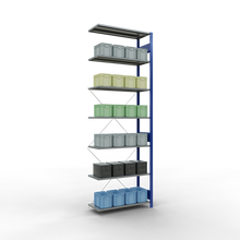 Laden Sie das Bild in den Galerie-Viewer, Schulte Lagertechnik Stecksystem Anbauregal MULTIplus85 mit Kreuzstrebe - Metall - RAL 5010 Enzianblau/Verzinkt